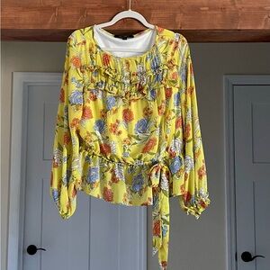 Marc New York Yellow Floral Blouse Size L